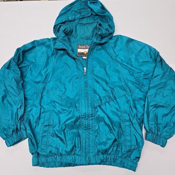 Pacific Trail Vintage Jackets & Blazers - Vintage‎ Pacific Trail Teal Windbreaker Jacket Hooded Full Zip Womens Medium